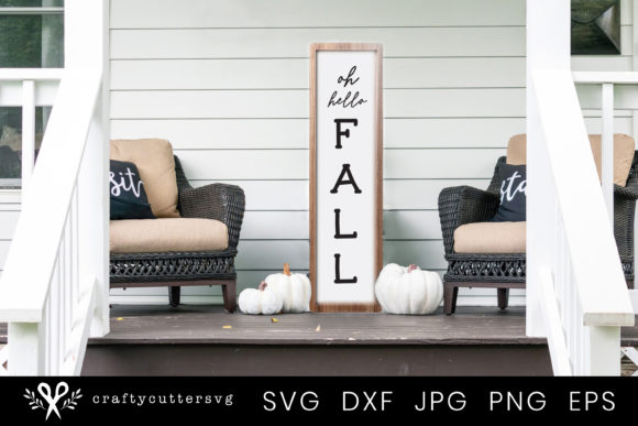 Hello Fall Autumn Quote Porch Sign Graphics for Crafts