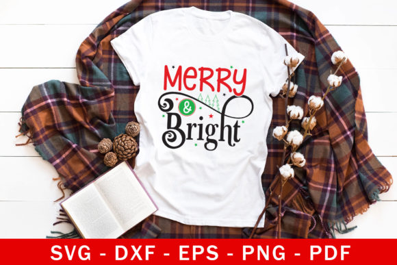 Merry Bright Christmas SVG Cut File for Crafts and Graphics